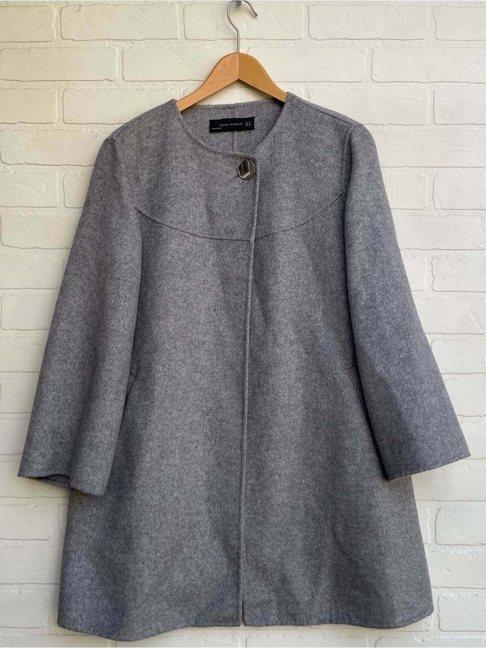 Zara Grey Wool-Blend Swing Cape Coat